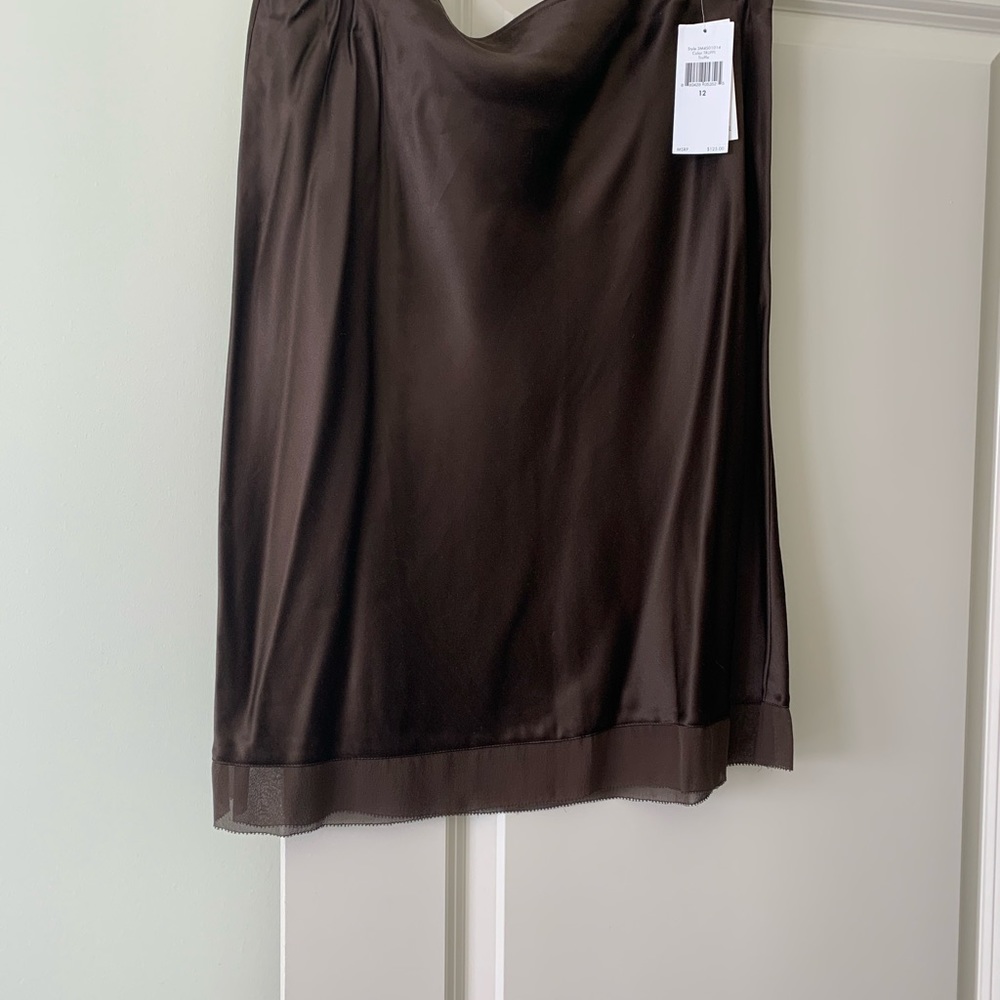 100% silk chocolate brown skirt